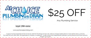 Kelowna and West Kelowna Plumbers - A1 Choice - Coupon for plumbing services