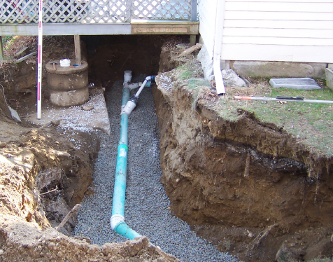 Kelowna and West Kelowna Plumbers - Typical Sewer line connection dug up