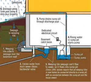 sump basement pump drainage water drain diagram plumbing flooding floor tile winnipeg pumps weeping around sumps system into flooded running