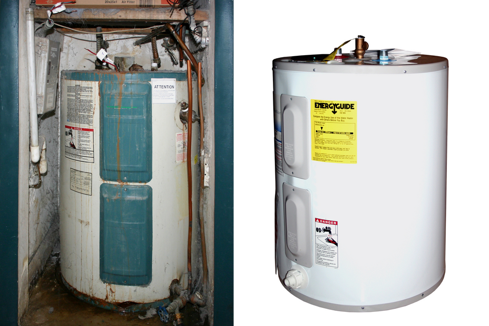 Kelowna and West Kelowna Plumbers - A1 Choice - Before and after water tank installation